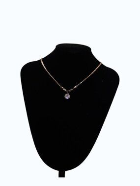Rose Gold Tone Crystal Solitaire Pendant Necklace | Elegant Minimalist Jewelry